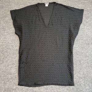 Jordan Taylor Black Textured Cover Up V Neck Shirt Beach Women's Medium